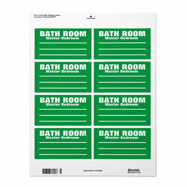Moving Packing Organising Labels -  Bathroom (Full Sheet)