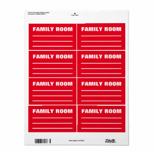 Moving Packing Organising Labels -  Family Room 