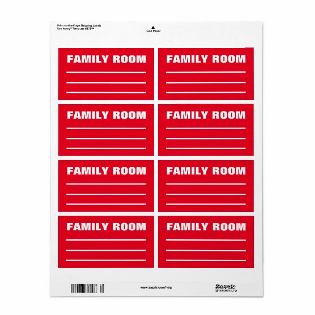 Moving Packing Organising Labels -  Family Room  (Full Sheet)