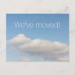 Moving postcards with blue sky and white clouds