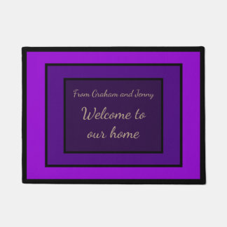 Moving Present Purple Personalised Welcome Doormat
