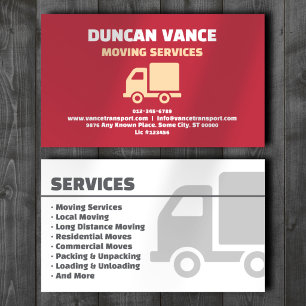 Moving Service Professional Red Business Card