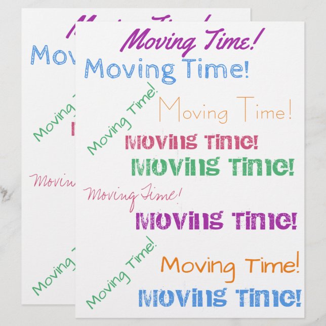 Moving Time Colourful Typography Pattern (Front/Back)