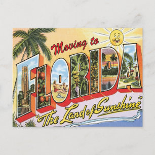 Moving to Florida Vintage Change of Address Announcement Postcard