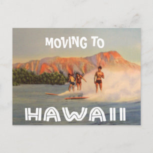 Moving to Hawaii Vintage Change of Address Announcement Postcard