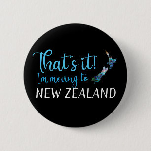 MOVING TO NEW ZEALAND KIWI PAUA 6 CM ROUND BADGE
