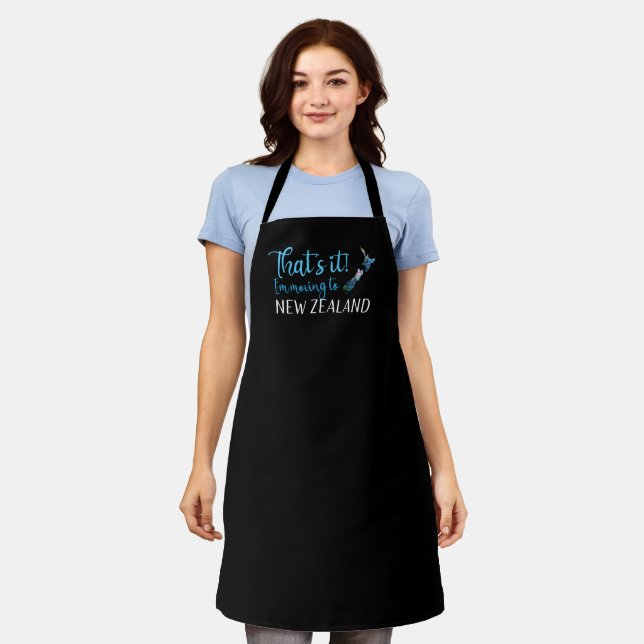 MOVING TO NEW ZEALAND KIWI PAUA APRON (Worn)
