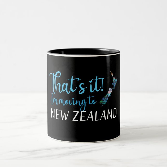 MOVING TO NEW ZEALAND KIWI PAUA Two-Tone COFFEE MUG (Center)