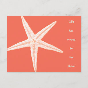 Moving to The Beach Orange Starfish Postcards