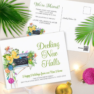 Moving Tropical Botanical Floral Holiday Greeting Postcard