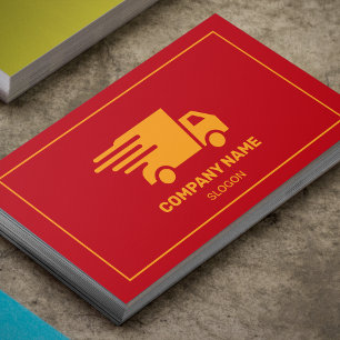 Moving Truck Transportation Company Red  Business Card