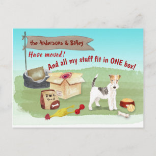 Moving Wire Haired Fox Terrier Stuff  New Home   Postcard