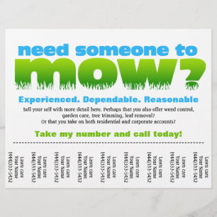 Mow Lawn Care Earn Money Flyer
