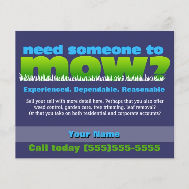 Mow Lawn Grass Care Landscaper SMALL DK Flyer (Front)