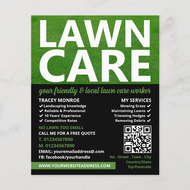 Mowed Lawn, Lawn Care Services Flyer (Front)