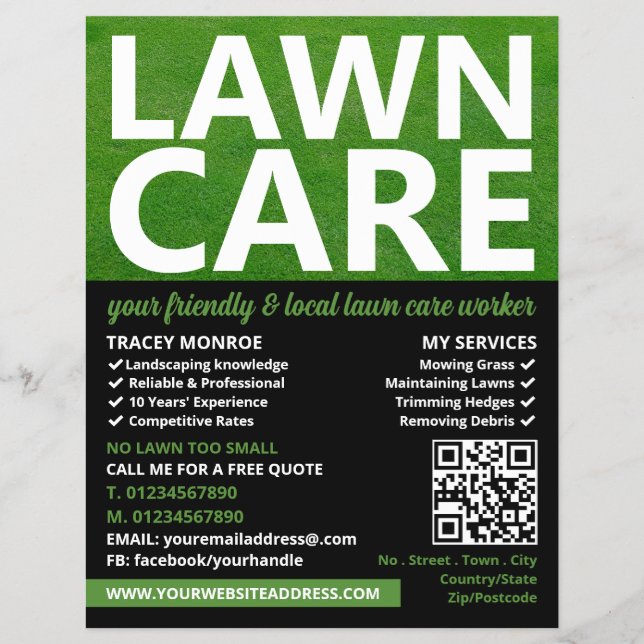 Mowed Lawn, Lawn Care Services Flyer (Front)