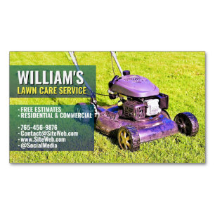 (Mower Service) Landscaping & Lawn Care   Mowing Magnetic Business Card