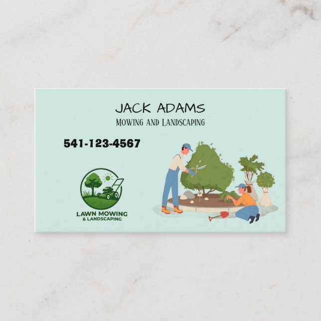 Mowing and Landscaping Business Card (Front)