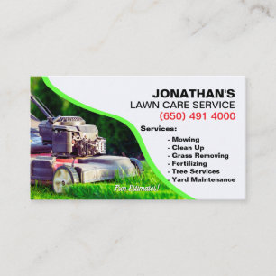 Mowing CleanUp Grass Removing Lawn care Landscapin Business Card