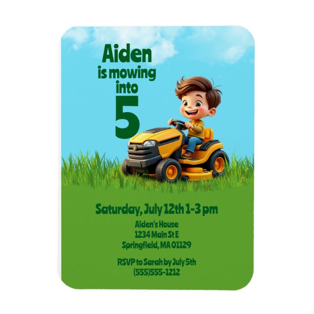 Mowing Into Lawn Mower Birthday Party Magnet (Vertical)