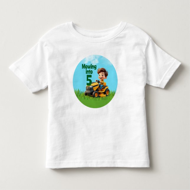 Mowing Into Lawn Mower Birthday Toddler T-Shirt (Front)