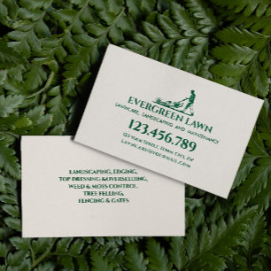 Mowing Lawn Care Grass Landscaping Services Green Business Card