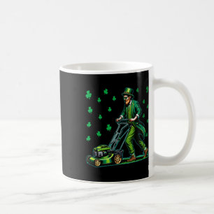 Mowing Lawn St Patricks Day Irish Shamrock Lucky Coffee Mug