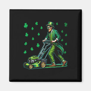 Mowing Lawn St Patricks Day Irish Shamrock Lucky  Magnet