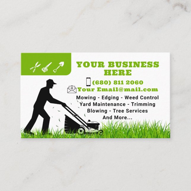Mowing Service Business Card Gardening (Front)