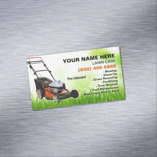 Mowing Service Landscaping Green Lawn Care Magnetic Business Card
