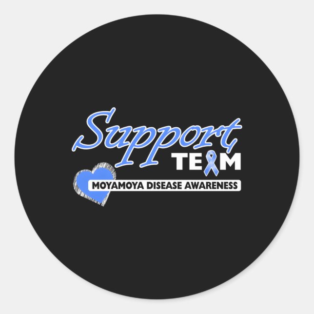 Moyamoya Disease Awareness Blue Support Ribbon Classic Round Sticker (Front)