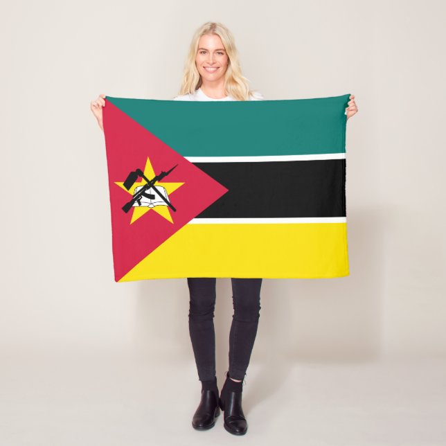 Mozambique Flag Fleece Blanket (In Situ)