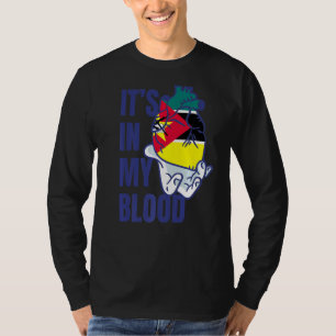 Mozambique Flag Heart Blood Veins Hand Black Histo T-Shirt