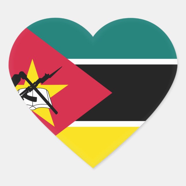 Mozambique Flag Heart Sticker (Front)