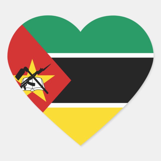 Mozambique Flag Heart Sticker (Front)