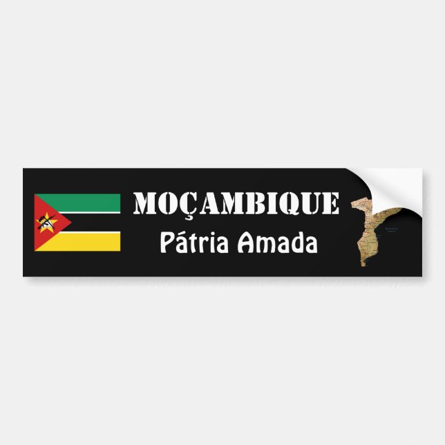 Mozambique Flag + Map Bumper Sticker (Front)