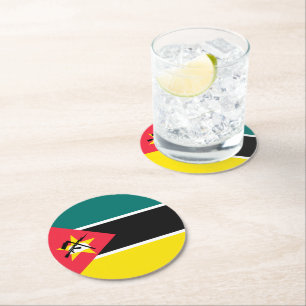 Mozambique flag round paper coaster