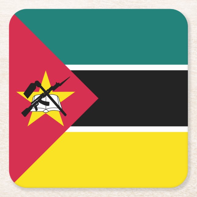 Mozambique Flag Square Paper Coaster (Front)
