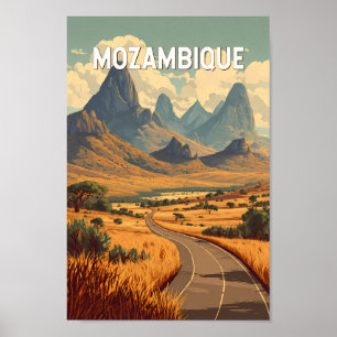 Mozambique Illustration Travel Art Vintage Poster