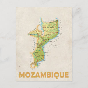 Mozambique map postcard