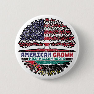 Mozambique Mozambican American USA Tree Roots Flag 6 Cm Round Badge