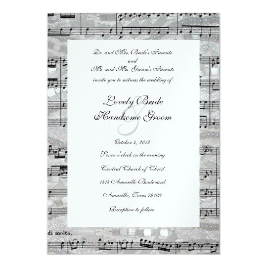 Mozart and Pearls Music Wedding Invitation