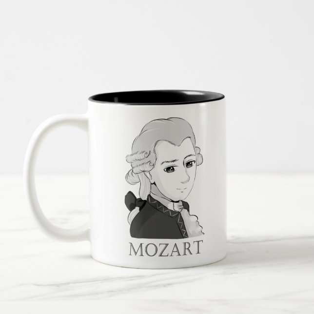Mozart in the Chibi Style Two-Tone Coffee Mug (Left)