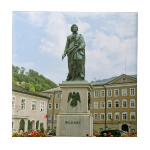 Mozart Monument in Salzburg, Austria Ceramic Tile