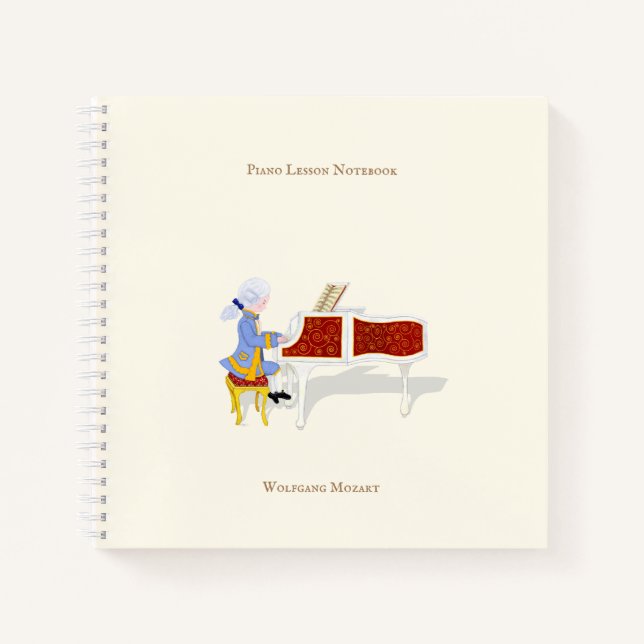 Mozart Playing Piano Musician's Personalised Notebook (Front)