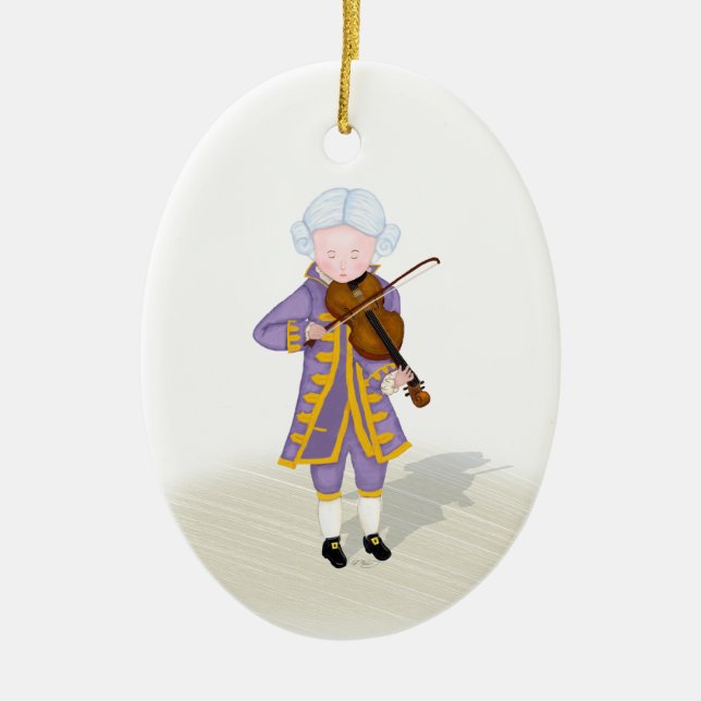 Mozart Playing Violin Child Prodigy Classica Music Ceramic Ornament (Front)