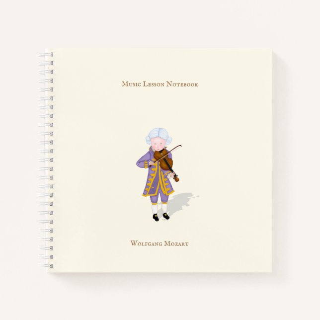 Mozart Playing Violin Personalised Musician's Notebook (Front)