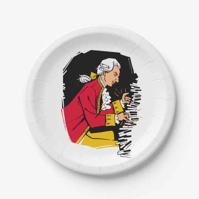 Mozart plays piano paper plate (Front)