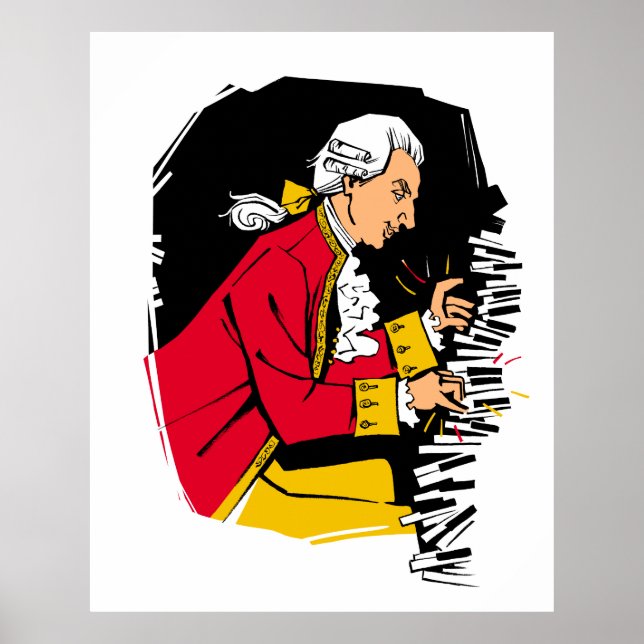Mozart plays piano poster (Front)