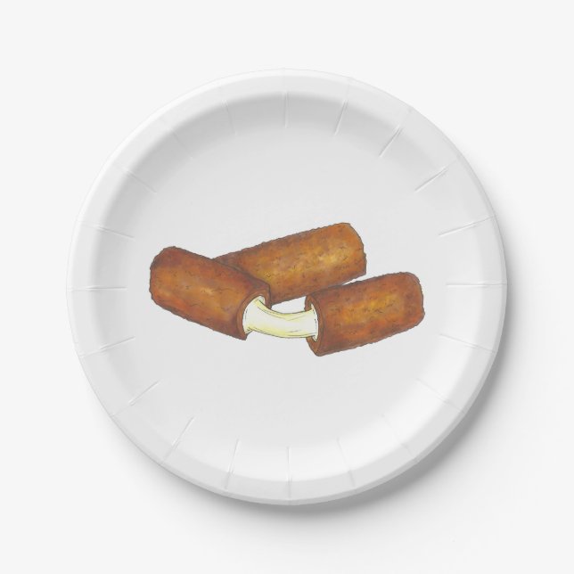 Mozzarella Cheese Sticks Junk Food Foodie Plates (Front)